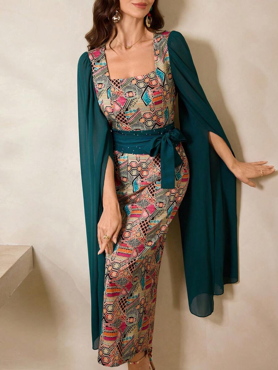 Al Najma New Spring/Summer Green Elegant Party Evening Dress For Women - Green - View 1