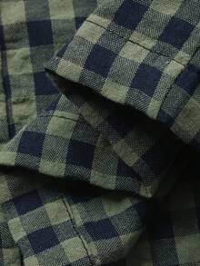 DAZY Tween Boy Plaid Long Sleeve Single-Breasted Pocket Top And Pants Pajama Set - Green - View 8