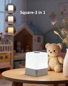 1PC Night Lamp 3 In 1 Light Colors Round/Square Touch Switch Light Colors Changeable Brightness Dimmable Type-C Rechargeable Mini Table Lamp For Room Bedside Hotel Living Room - multicolor - View 3