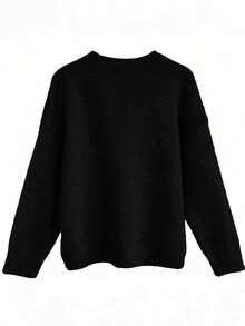 EMERY ROSE Áo len cổ tròn họa tiết ngôi sao cỡ lớn, trang phục thường ngày, thu/đông - màu đen - Xem 2