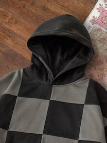 SWAVVY Áo hoodie chắp vá thời trang nam, Thu/Đông - màu đen - Xem 3