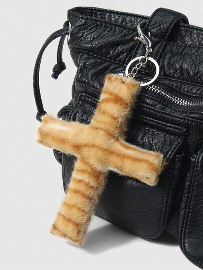 J-Fashion 1 Y2k Retro Sweet Cool Personalized Fashion Cute High Quality Multi-Color Plush Simulation Gradual Change Horizontal Leopard Print Fox Furry Animal Mini Tail DIY Keychain Accessories Bag Pendant, Random Color, Suitable For Girls And Ladies Daily Wear, Holiday Gifts