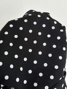 Lyxana Black Polka Dot Waist Tie-Up Halter Backless Bubble Ruffle Hem Mini Dress, Petite Women, Spring/Summer , Fashion, Commute, Vacation, Minimalist, Graduation, Back To School, Teacher, Elegant, Daily, Date - Black - View 7