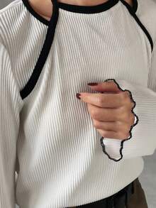 FRIFUL Women's Ribbed Trim Sleeveless Casual Top - Beige - View 7