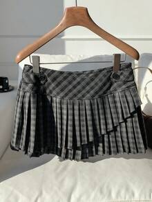 Comfortcana Váy kẻ caro thời trang thu đông 2025 dành cho nữ, kiểu dáng thường ngày, thích hợp cho Giáng sinh và Năm mới, váy dự tiệc thanh lịch, váy đi biển, váy kẻ caro thường ngày. - Xám - Xem 6