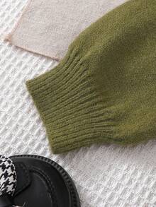 2pcs Girls Sweater Set, Cute Bow Knitted Jacket Paired With Casual Slim Pants, Autumn/Winter Pullover - Dark Green - View 8