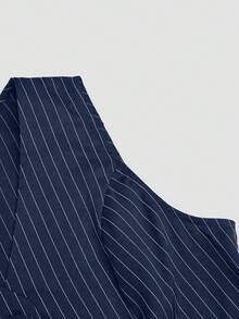 Franclia 时尚优雅修身条纹背心，女士无袖短款露脐时尚吊带衫 - 藏蓝色 - 查看 7