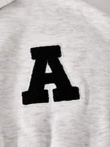 Sparklyn Bộ 1 áo nỉ có mũ trùm đầu màu hồng tươi sáng có khóa kéo và quần cạp cao chải kỹ cho bé gái, dáng rộng, thêu chữ, phù hợp cho thể thao, trường học, trang phục dạo phố, mùa xuân/thu/đông - Xám - Xem 8