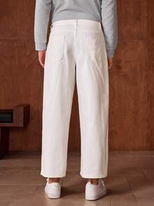 Officeau 1件装男士时尚Justice Brother水洗牛仔阔腿休闲宽松牛仔裤，春夏款 - 白色 - 查看 2