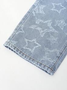 SHEIN ChillGRL 酷炫女孩休闲迷彩牛仔裤 - 淺色水洗藍 - 查看 4