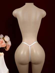 SHEIN 1 件女士时尚链条设计性感蝴蝶丁字裤 - 白色 - 查看 2