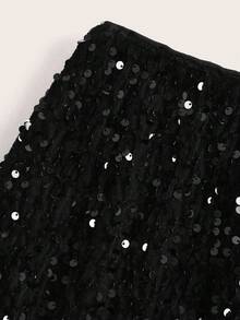SHEIN Clasi Váy ngắn bodycon đính sequin trơn màu dành cho nữ - Bạc - Xem 3