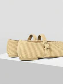 MOTF PREMIUM WOMEN'S COMMUTING CASUAL COMFORTABLE VERSATILE MARY JANE SQUARE TOE FLAT SHOES - Camel - View 6
