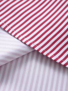 Manfinity Mode Men's Striped Print Button-Front Casual Business Long Sleeve Shirt