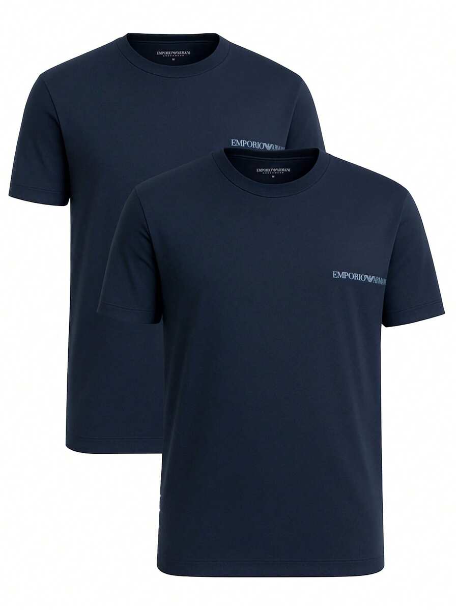 Emporio Armani Men's T-Shirt 2 Pack Navy Blue - Blue - View 1