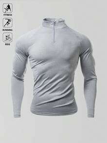 Manfinity Sport Polished 男士纯色长袖休闲运动T恤，简约时尚，适合日常穿着的修身衬衫