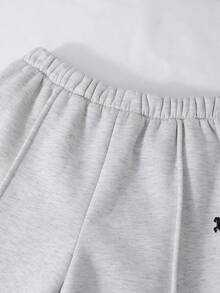Tween Girls Casual 2 Pieces Set, New York Letter Pattern Hoodie And Shorts, Warm Campus Outfit, Suitable For Daily Wear, Spring/Autumn/Winter - Grey - View 5