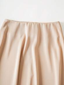 Modelyn Solid Color Satin High-Quality Draping A-Line Skirt For Women - Champagne - View 5