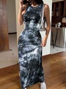 SHEIN EZwear Women's Slim Summer Floral Print Strap Bodycon Long Dress - Multicolor - View 5