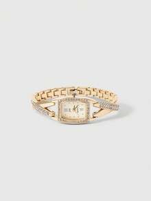 Aloruh 1 Piece Women's Rose Gold Simple Alloy Bracelet, Delicate Square Dial, Fashionable White Hands, Casual And Exquisite Highly Attractive Women's Watches, Rhinestone Dial, Luxury Quartz Watches, Suitable For Daily Decoration, Wearing And Party Commuting Travel - one-size - View 13