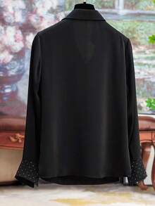 SHEIN Clasi 大码梭织优雅通勤秋季衬衫 - 黑色 - 查看 2