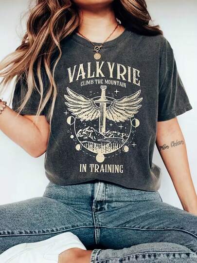 EMERY ROSE 时尚女式印花T恤 - 休闲短袖圆领上衣 - 轻盈透气，适合春夏穿着