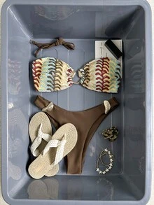 Swim Mod Bộ đồ bơi liền thân không dây bằng kim loại không dây dệt kim jacquard mùa xuân/hè và quần bơi trơn màu cho nữ đi biển thanh lịch - Nhiều màu - Xem 1