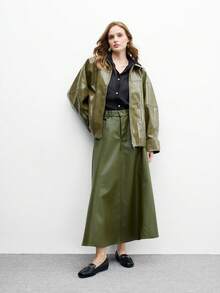 CUCCOO BIZCHIC Giày lười kim loại màu trơn thời trang thoải mái đa năng - màu đen - Xem 2