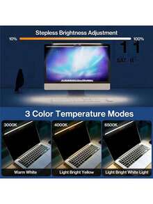 Thanh đèn màn hình, đèn máy tính dùng nguồn USB, đèn màn hình LED chăm sóc mắt, đèn màn hình có thể điều chỉnh độ sáng và nhiệt độ cho bàn làm việc/văn phòng/gia đình/chơi game - 3 màu có thể điều chỉnh - Xem 9