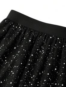 Ellevyn 女士秋冬两件套，羊毛混纺外套搭配褶裥网纱裙，优雅的办公室/通勤公主风，高品质 - 黑與白 - 查看 9