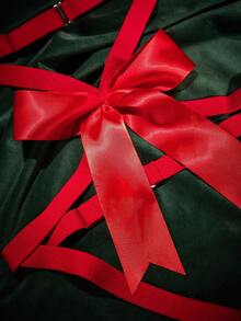 SpicyHot 1 pieza Mono con correas de bondage con lazo sexy, Día de San Valentín - Rojo - Ver 4