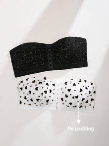 2 piezas Sujetadores bandeau con adorno de corazón para tallas grandes - Multicolor - Ver 8