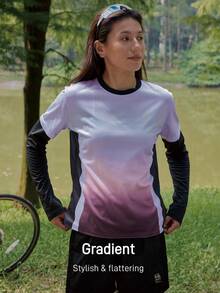 In My Nature 女士渐变圆领时尚运动长袖T恤 - 彩色 - 查看 3