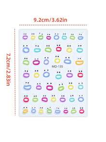 1sheet Mouth Monster Relief Nail Sticker Big Mouth Monster Eyes 3D Jelly Nail Sticker Face Nail Sticker Cartoon Sticker