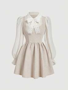 SHEIN MOD Women Retro Floral Print Long Sleeve 2 In 1 Dress,Renaissance Dress,Homecoming Dresses, Cottagecore Style, Western-Inspired, Boho Fashion, Retro 70s, Y2K, Perfect For Date Night, Party, Royal, Festival & Birthday Wear