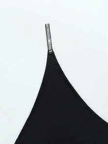 SHEIN Women's Fashionable Sexy Glitter Ribbon Thong Panties Micro Bikini Pearl Panties Rhinestone Panties Rhinestone Thong String Bikini Panties - Black - View 5