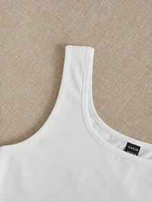 SHEIN EZwear 3件套女士黑白短款紧身休闲吊带背心套装 - 彩色 - 查看 5