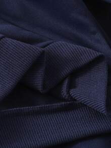 SHEIN Playful Pals 秋冬季女童海军蓝运动风蝴蝶结刺绣立领拉链长袖卫衣套装，简约舒适 - 藏蓝色 - 查看 6