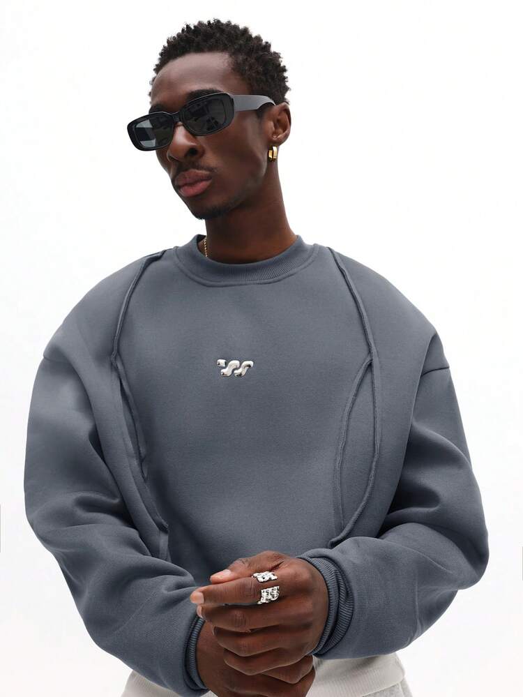 Felpa girocollo con cuciture e logo