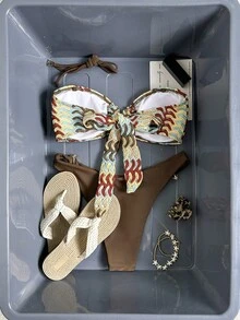 Swim Mod Bộ đồ bơi liền thân không dây bằng kim loại không dây dệt kim jacquard mùa xuân/hè và quần bơi trơn màu cho nữ đi biển thanh lịch - Nhiều màu - Xem 2