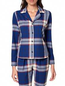 Tommy Hilfiger Women's Pajama Set Blue - Plaid Deep Indi - View 2