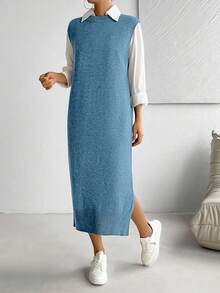 EMERY ROSE Women's All-Match Versatile Commuter Dress - Blue - View 4
