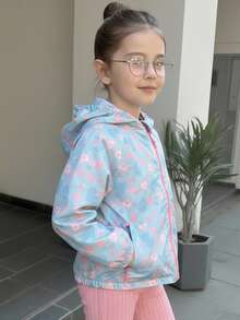 Chaqueta con capucha rompevientos con estampado lindo tierno kawaii de moda para niñas pequeñas acabado impermeable ideal epoca invierno otoño lluvia - Multicolor - Ver 3