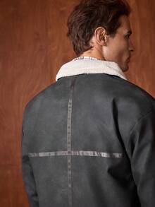 Officeau 男士 Old Money 保暖内衬拉链夹克，秋冬款 - 黑色 - 查看 3