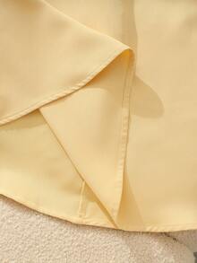 Franclia 优雅荷叶边领口收腰浪漫雪纺连衣裙，轻盈奢华，适合春秋季外出穿着。 - 黃色 - 查看 6