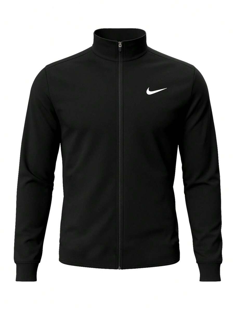 Nike Men's Dri Fit Full Zip Jacket Black - Black and White - View 1