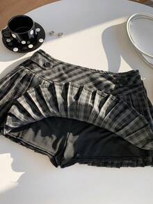 Comfortcana Váy kẻ caro thời trang thu đông 2025 dành cho nữ, kiểu dáng thường ngày, thích hợp cho Giáng sinh và Năm mới, váy dự tiệc thanh lịch, váy đi biển, váy kẻ caro thường ngày. - Xám - Xem 7