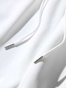 RueChic Men Letter Patched Drawstring Waist Joggers - White - View 3