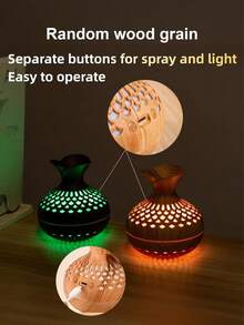 Teckwe 1 pièce Humidificateur de 300 ml alimenté par une interface USB, fabriqué en plastique ABS avec un motif de grain de bois. C'est un ornement de bureau portable et décoratif en forme de vase qui humidifie l'air. Que vous soyez passionné de décoration de Noël, que vous l'utilisiez dans votre chambre ou au bureau, ou à n'importe quelle saison, c'est un choix idéal. Cet humidificateur est un moyen pratique de créer une atmosphère confortable à la maison. - Multicolore - Voir 4