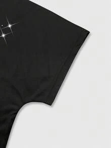 ROMWE MEN Spring/Summer Valentine 'Sday Casual Graphic Men'S Letter & Angel Print Casual Versatile Round Neck Short Sleeve T-Shirt - Multicolor - View 5